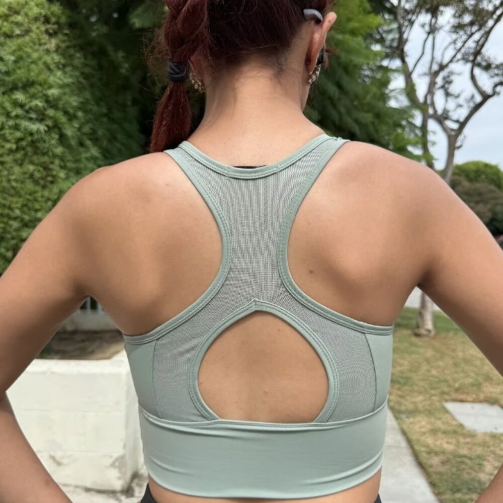 OTOS Activewear Fitness  Cropped Top Bra Tummy Control Cutout Green Various